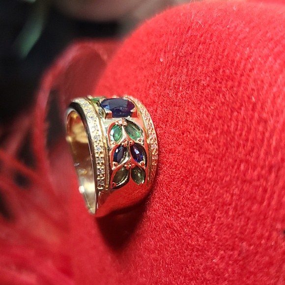 14kt-10kt Sapphire, Emerald &  Diamond Size 8 ring $$$ FIRM